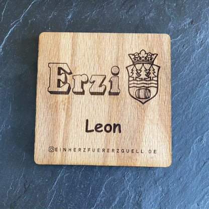 Erzi Holzbierdeckel mit Namen